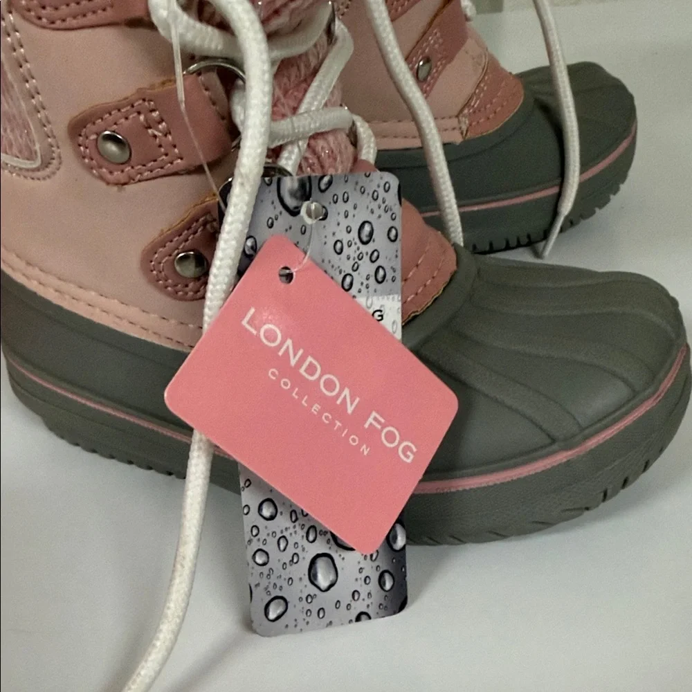 London Fog Pink and Gray Girls Faux-Fur Winter‎ Boots